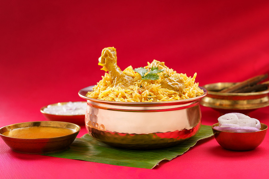 Mutton biryani sealed and slow-cooked